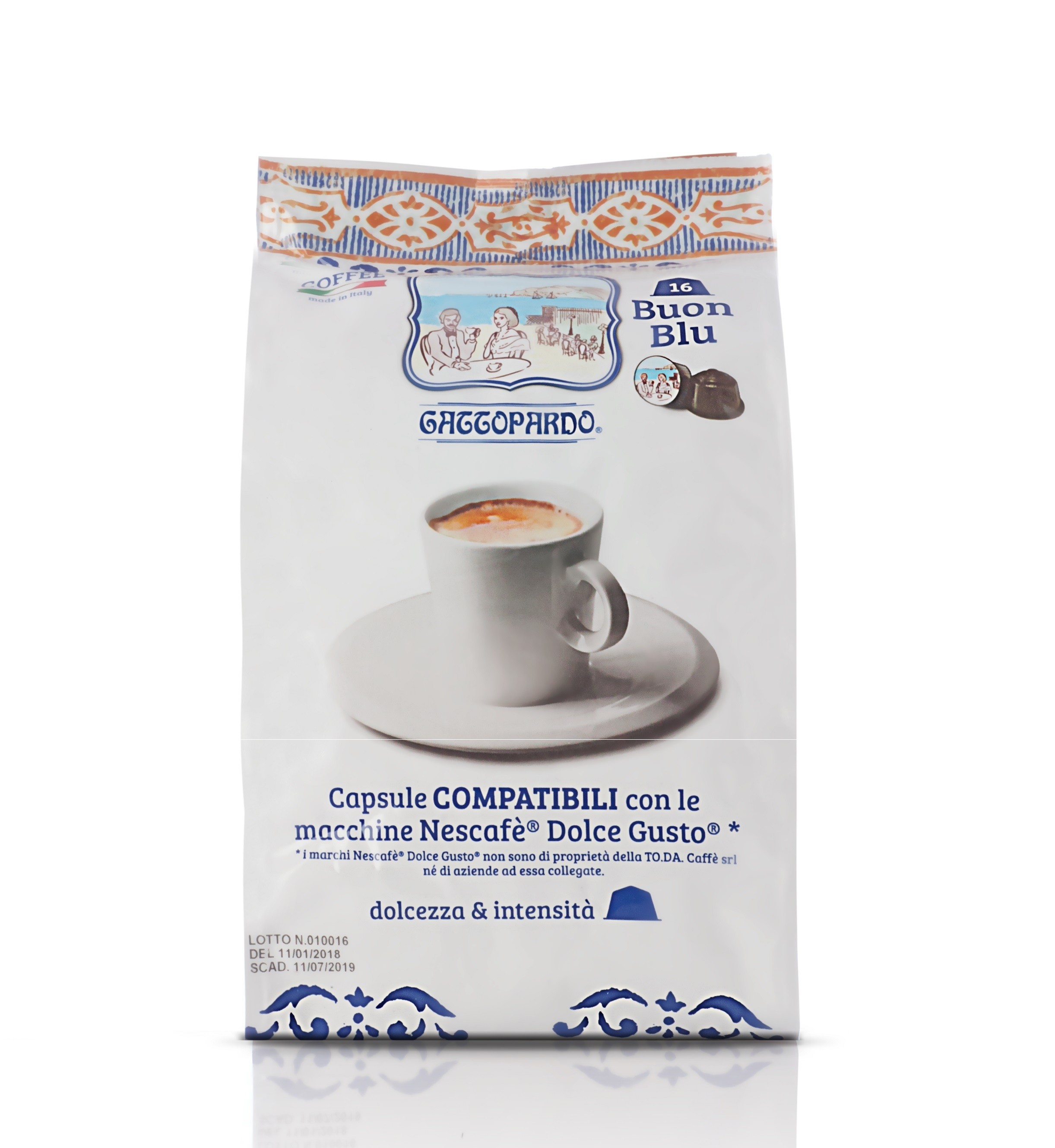 96 Capsule Gattopardo compatibili Nescafè Dolce Gusto miscela blu